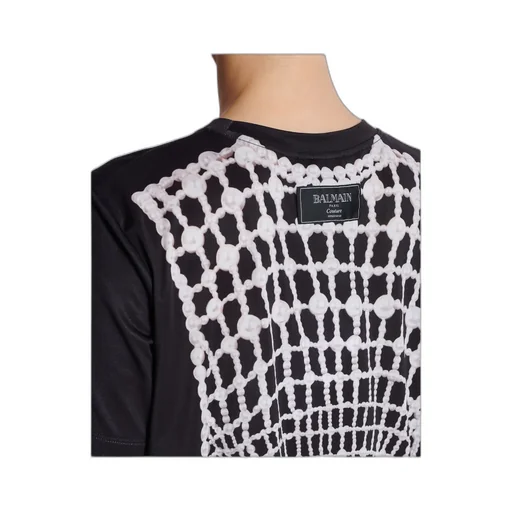Faux Embroidery Print Loose T-Shirt
