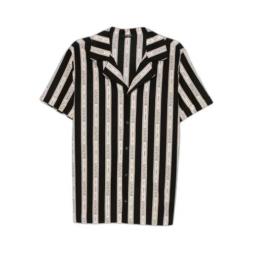 Striped Collared Short-Sleeved Shirt