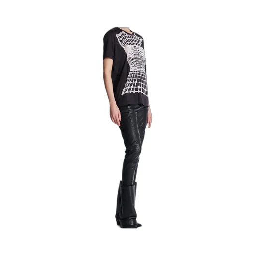 Faux Embroidery Print Loose T-Shirt