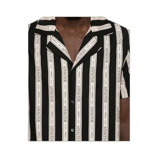 Striped Collared Short-Sleeved Shirt