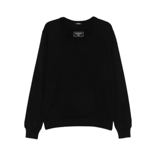 Logo Patch Double-Collar Knit Sweater