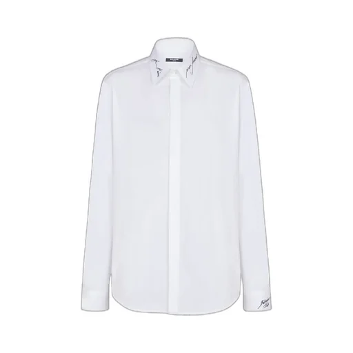 Logo Embroidered Collared Long-Sleeve Shirt