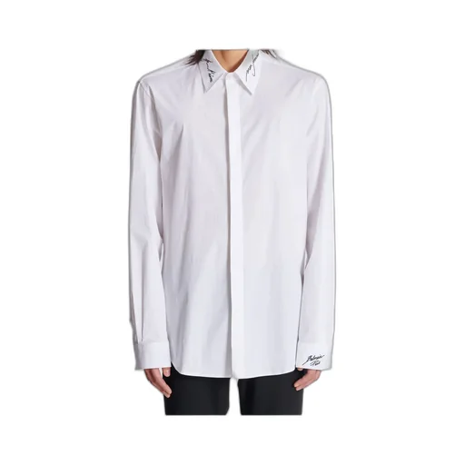 Logo Embroidered Collared Long-Sleeve Shirt