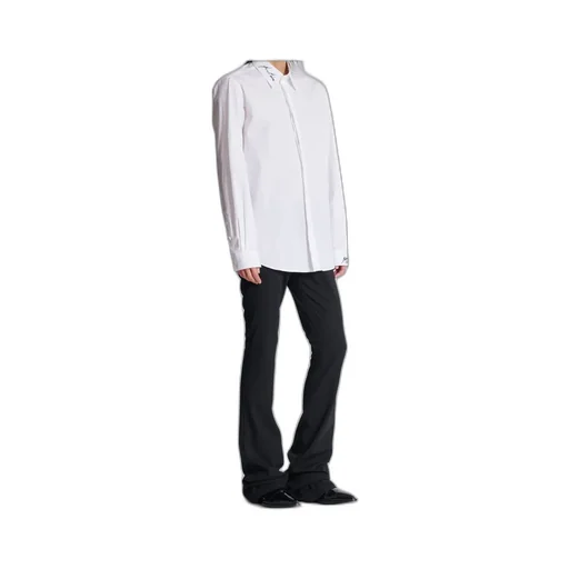 Logo Embroidered Collared Long-Sleeve Shirt