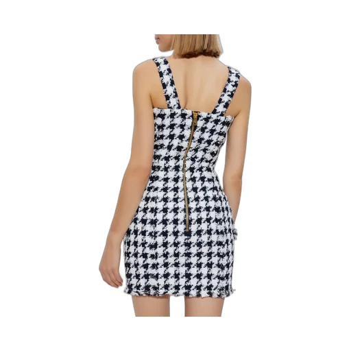Houndstooth Button Detailed Tweed Dress