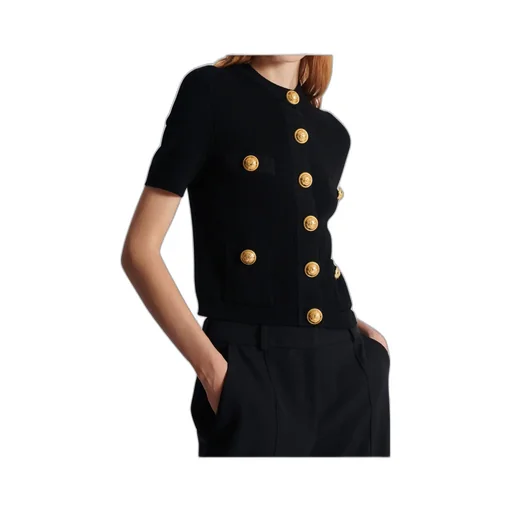 Short Sleeved Buttoned Knitted Cardigan