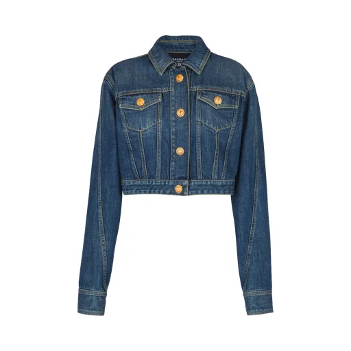 Cropped Faded Denim Jacket