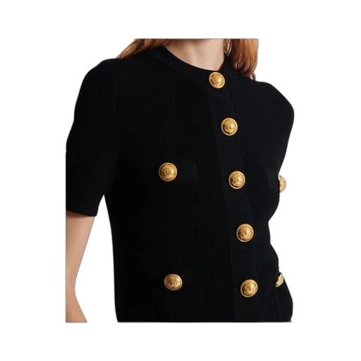 Short Sleeved Buttoned Knitted Cardigan