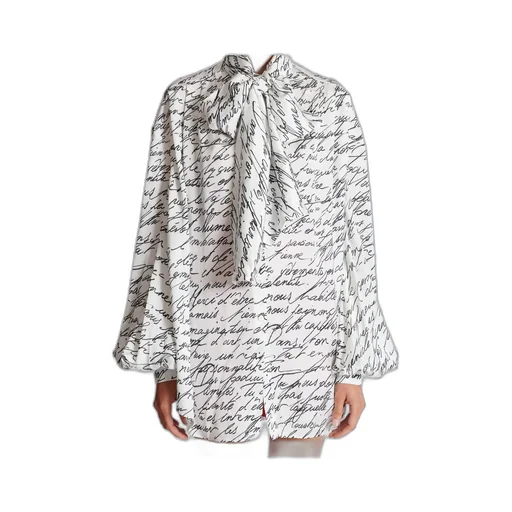 Logo Detailed Tie-Neck Blouse