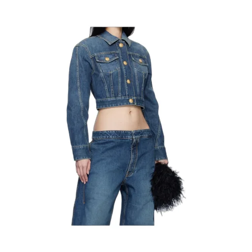 Cropped Faded Denim Jacket