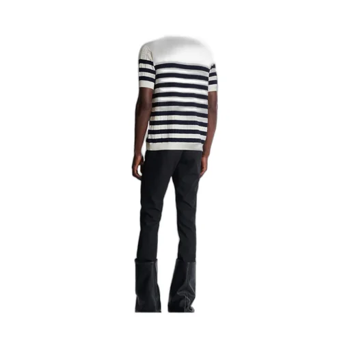 Striped Knit Polo Shirt