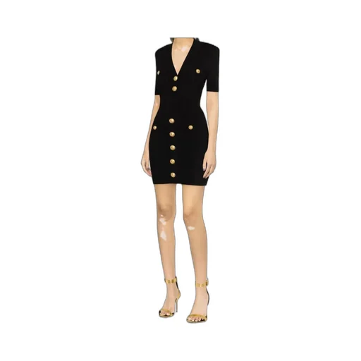 Button Embellished Knitted Dress