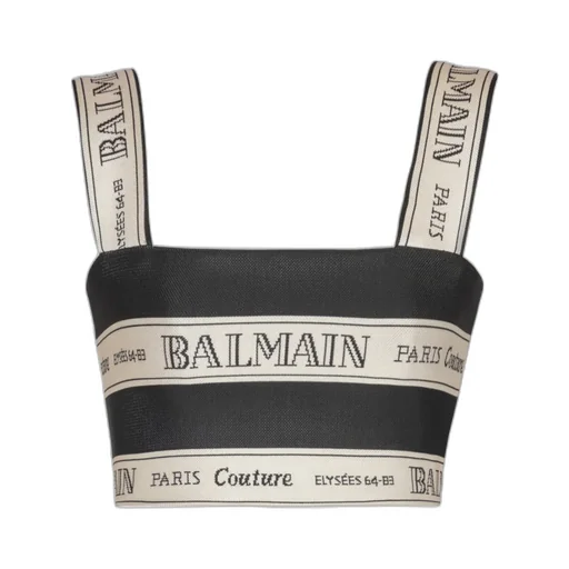 Logo Ribbon Jacquard Crop Top