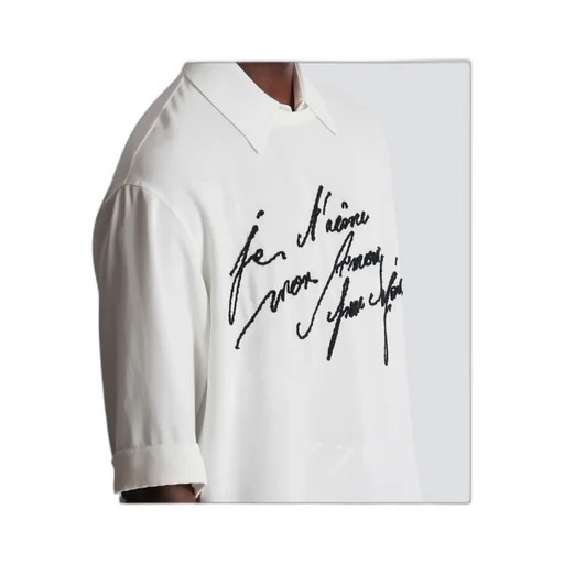 Collared T-Shirt With Embroidery Love Letter