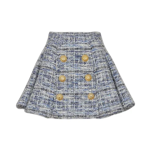 Button Detailed Tweed Skirt