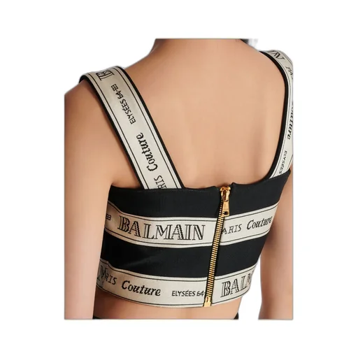 Logo Ribbon Jacquard Crop Top
