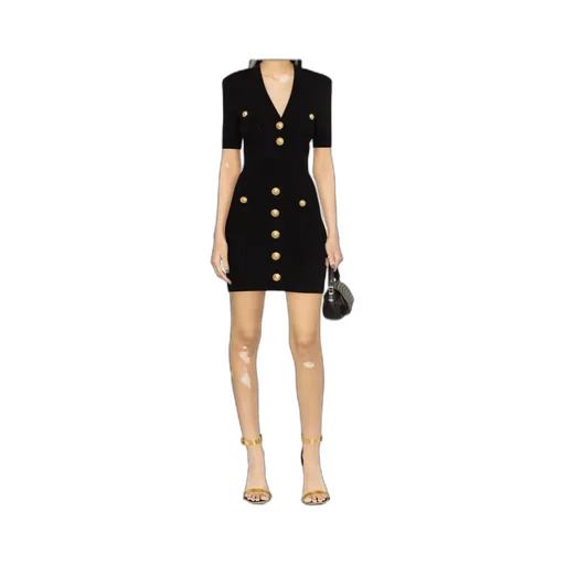 Button Embellished Knitted Dress