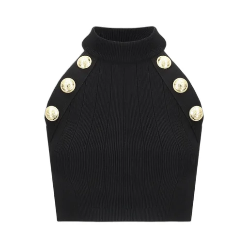 Halterneck Knit Cropped Top