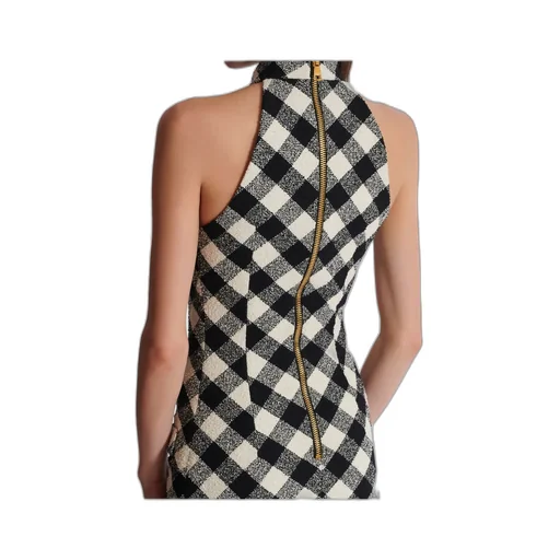 Short Tweed Dress With Buttons
