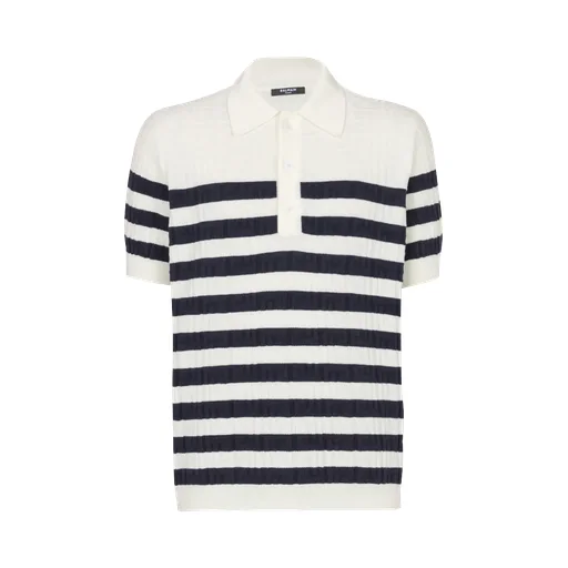 Striped Knit Polo Shirt