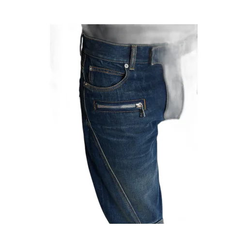 Denim Straight-Leg Biker Jeans