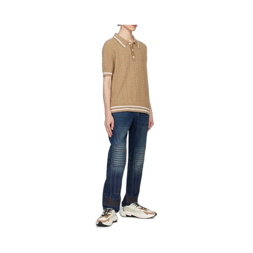 Denim Straight-Leg Biker Jeans