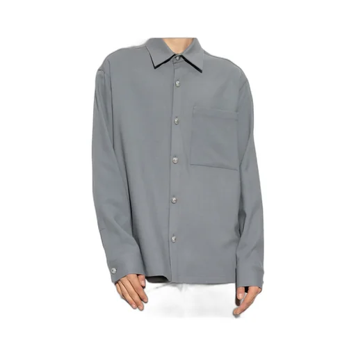 Embossed Button Straight Hem Shirt