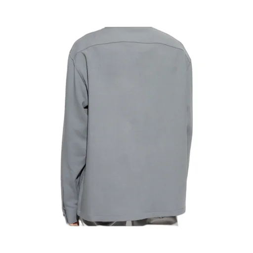 Embossed Button Straight Hem Shirt