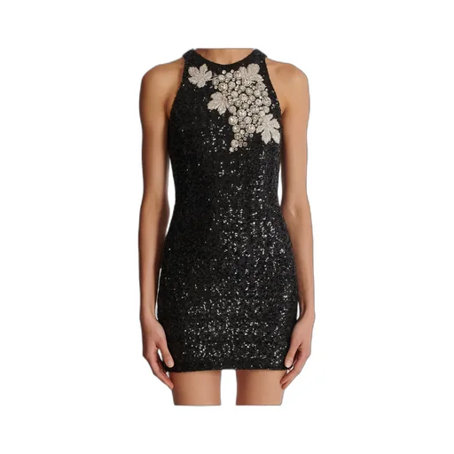 Embroidered Grape Motif Sleeveless Mini Dress