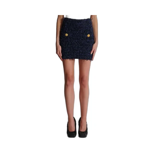Tweed Button-Detailed Mini Skirt