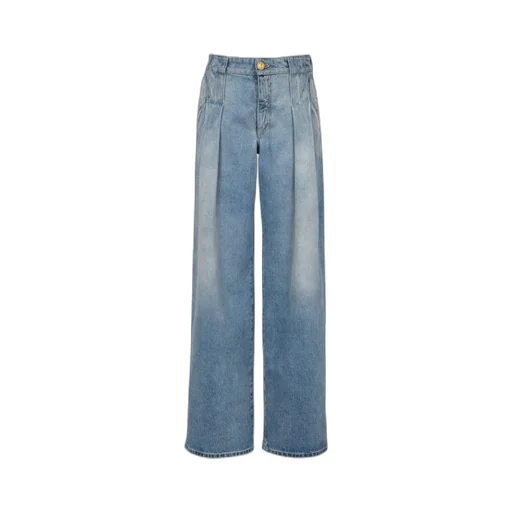 Logo Detailed Pleated Denim Jeans