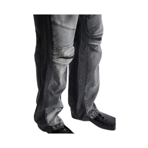 Loose-Fit Denim Biker Jeans