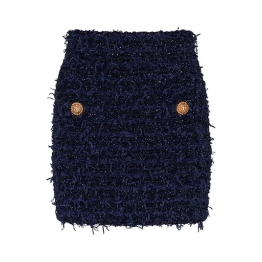 Tweed Button-Detailed Mini Skirt