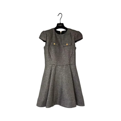 Decorative-Buttons Pleated Dress