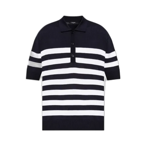 Logo Patch Striped Polo Shirt