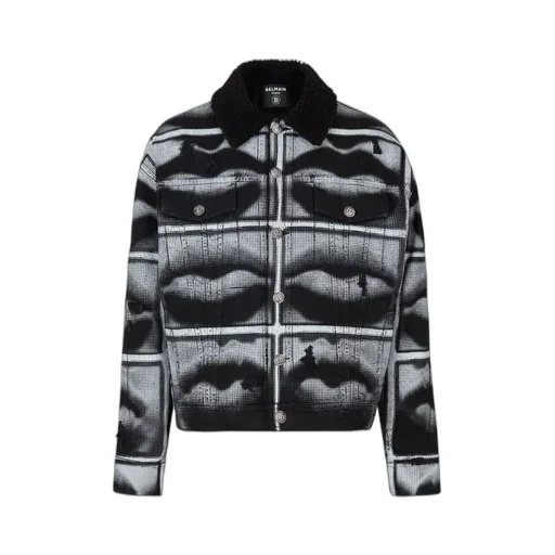 Denim Jacket With Lips Print