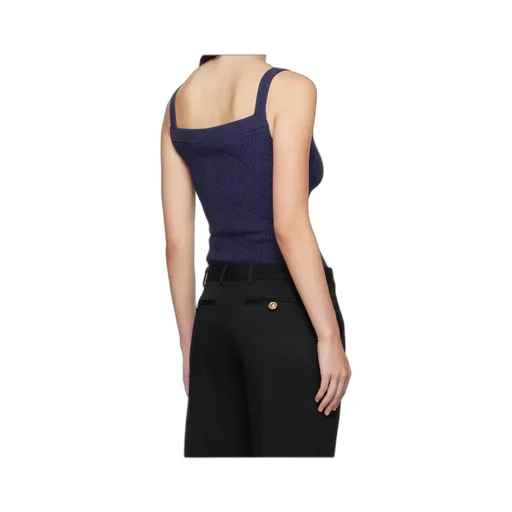 Square-Neck Jacquard Pattern Vest