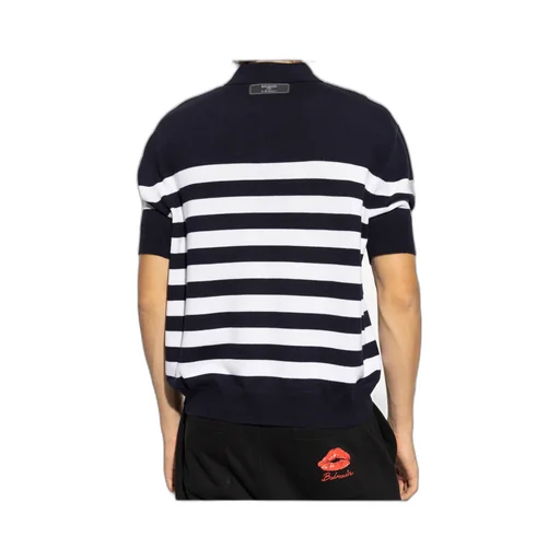 Logo Patch Striped Polo Shirt