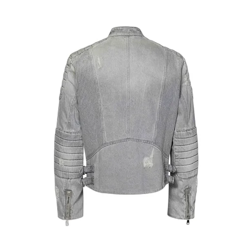 Zip-Up Biker Denim Jacket