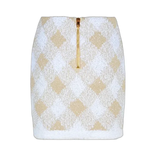 Gingham Detailed Ribbed Hem Mini Skirt