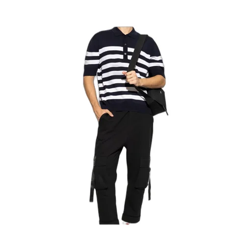 Logo Patch Striped Polo Shirt