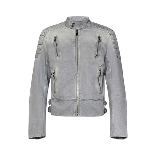 Zip-Up Biker Denim Jacket