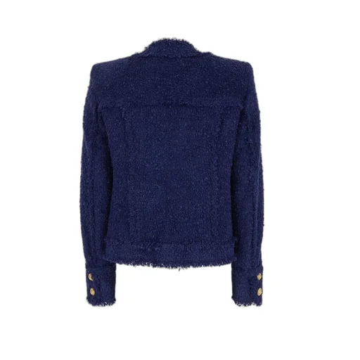 Button-Detailed Cropped Tweed Jacket