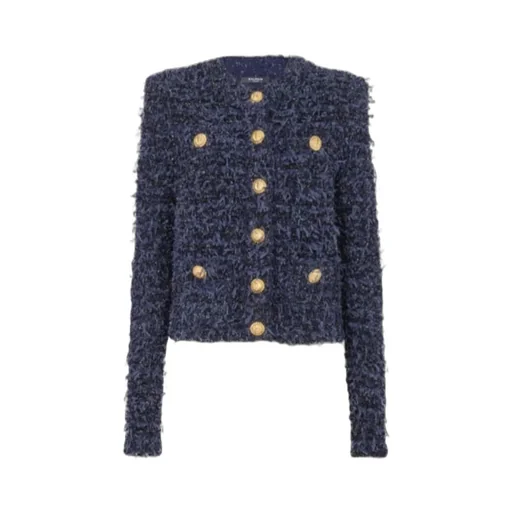 Cropped Tweed Round Neck Jacket