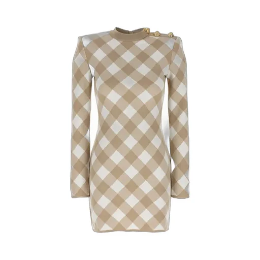 Checked Knit Mini Dress
