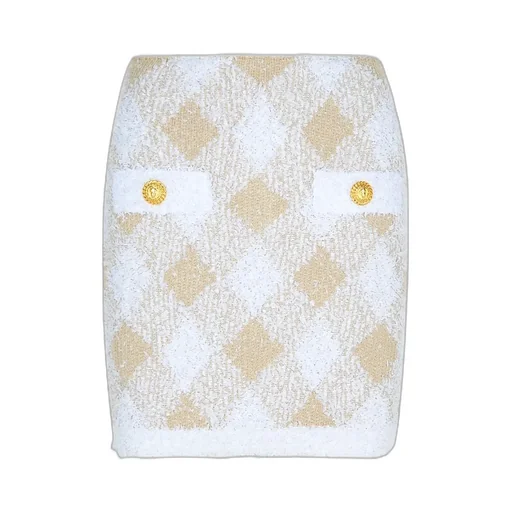 Gingham Detailed Ribbed Hem Mini Skirt