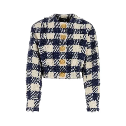 Gingham Check Tweed Jacket