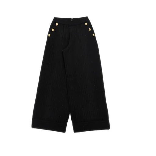 Pinstriped Wide-Leg Pants