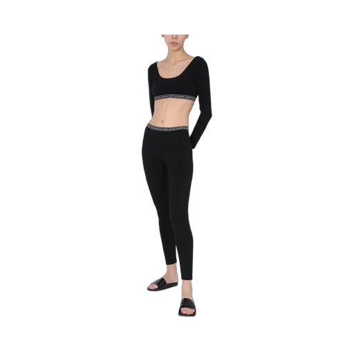 Logo-Waistband Cotton-Blend Leggings