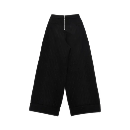 Pinstriped Wide-Leg Pants
